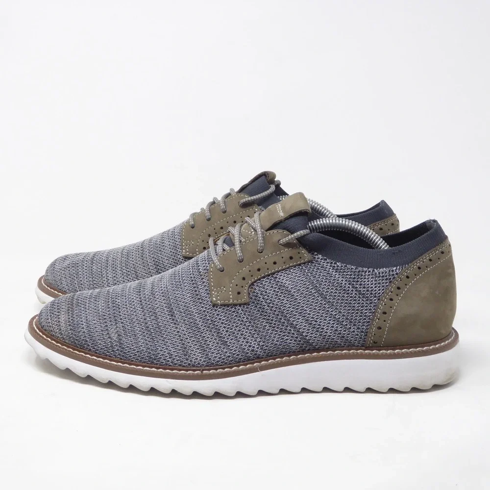Johnston & Murphy Mens McGuffey Knit Plain Toe Derby Grey Casual Shoes 10.5